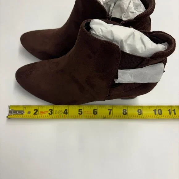 Brown Suede‑Style Wedge Ankle Boots – NEW - Picture 3 of 6